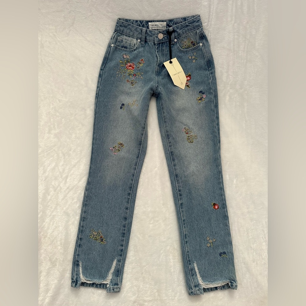 Banjara floral Embroidered straight leg jeans - 22